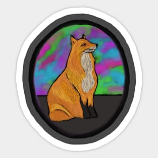 Oval Fox and Northern Lights Sticker